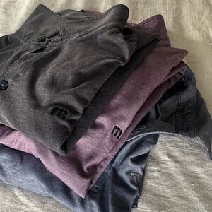 Travis Mathew Gray and Purple Polo Shirts